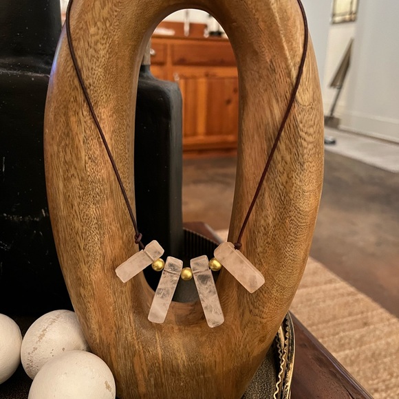 NWT, CUSTOM MADE, NEW, BEAUTIFUL light pink quartz necklace with gold beads!!! - Picture 1 of 1